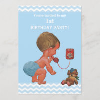 Baby Boy vintage sur téléphone Chevrons 1er annive