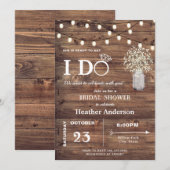 Invitation Baby Breath Rustique et Lumières de Fête de Fiança (Devant / Derrière)