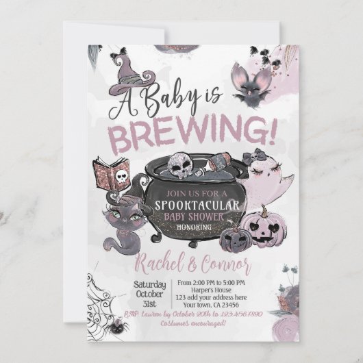 Invitation Baby Brewing Hallowen Baby Shower (Devant)