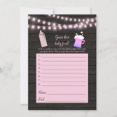 Invitation Baby Brewing Pink Devinez Le Jeu de Douche Aliment (Devant)