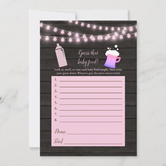 Invitation Baby Brewing Pink Devinez Le Jeu de Douche Aliment (Devant)