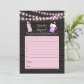 Invitation Baby Brewing Pink Devinez Le Jeu de Douche Aliment (Debout devant)