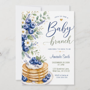 Invitation Baby Brunch Baigné dans les Bleus au style Aquarel