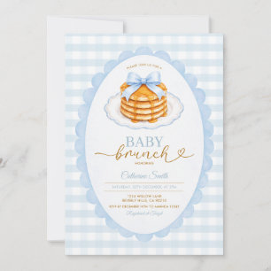 Invitation  Baby Brunch Bébé Baby Shower Bleu crêpe 