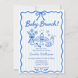 Invitation Baby Brunch Bleu Fait Main Baby Shower