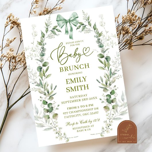 Invitation Baby Brunch Floral Coquette Bow