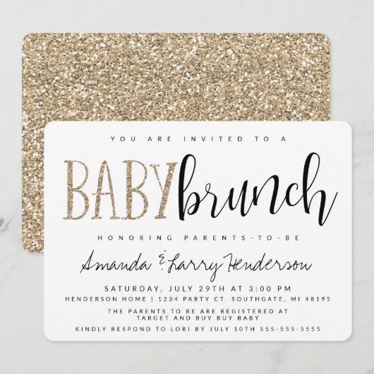 Invitation Baby Brunch Moderne pour la Naissance (Devant / Derrière)