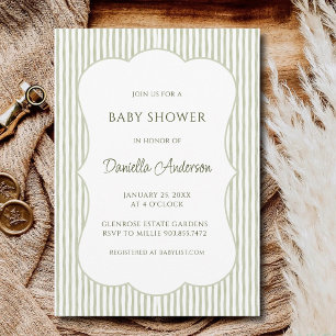 Invitation Baby Brunch Shower de Bébé à Carreaux Verts et Ray