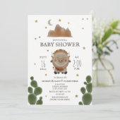 Invitation Baby Buffalo Mountain Cactus Stars Baby shower (Debout devant)