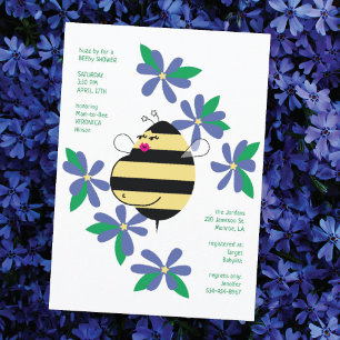 Invitation Baby Bump Maman Abeille Bébé Bleu Floral Baby Show