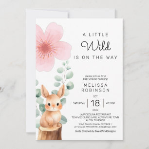 Invitation Baby Bunny Cerise Fleur Fleur Fleur Bébé Fille Dou