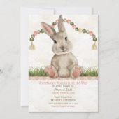 Invitation Baby Bunny Peach Ivory (Devant)