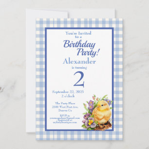 Invitation Baby Chick Boys Blue Anniversaire Party
