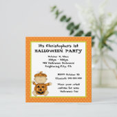 Invitation Baby Citrouille Kid Première fête d'Halloween (Debout devant)