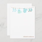 Invitation Baby Clothesline Custom Flat Merci Notes (Devant / Derrière)