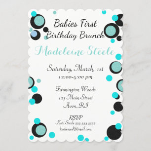 Invitation BABY & CO Blue & Black Polka Dot Party
