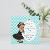 Invitation Baby & Co Turquoise Bleu ethnique Bébé Fille Douch (Debout devant)