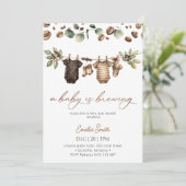 Invitation Baby Coffee Bean clothesline  Baby Shower  (Debout devant)