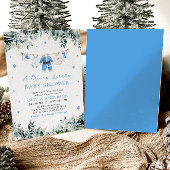 Invitation Baby de Noël Bleu Un joli petit Baby shower