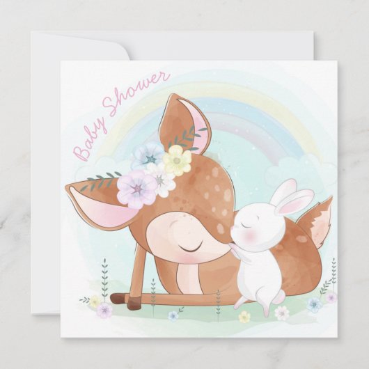 Invitation Baby Deer et Bunny (Devant)