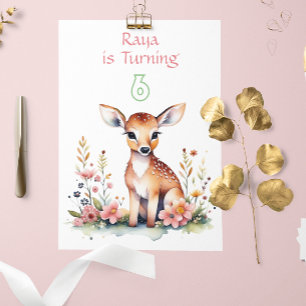 Invitation Baby Deer in Flowers Fête d'anniversaire de fille