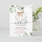 Invitation Baby Deer Stars Baby shower virtuel Feuille (Debout devant)