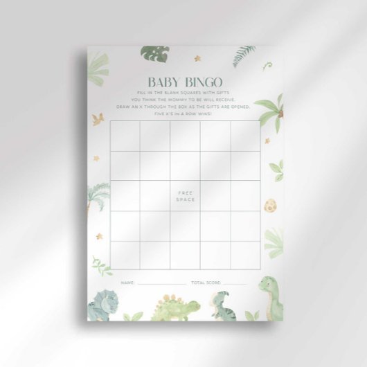Invitation Baby Dino Baby shower Bingo Jeu