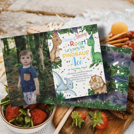 Invitation Baby Dinosaur fête d'anniversaire | Stomp Chomp Ro