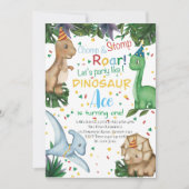Invitation Baby Dinosaur fête d'anniversaire | Stomp Chomp Ro (Devant)