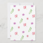 Invitation Baby Dinosaur Fleurs Filles (Dos)