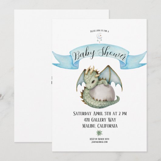 Invitation Baby Dragon (Devant / Derrière)