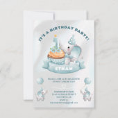 Invitation Baby Elephant 1er anniversaire (Devant)