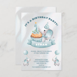 Invitation Baby Elephant 1er anniversaire