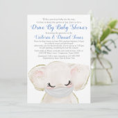 Invitation Baby Elephant avec Masque Drive Par Baby shower (Debout devant)