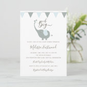 Invitation Baby Elephant Baby shower Oh Boy Party (Debout devant)