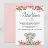 Invitation Baby Elephant Baby shower par courrier (Devant / Derrière)