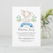 Invitation Baby Elephant Baby Shower Par La Poste À Longue Di (Debout devant)