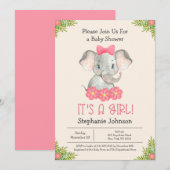 Invitation Baby Elephant C'est un Baby shower à thème de zoo (Devant / Derrière)