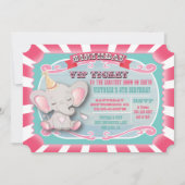 Invitation Baby Elephant Circus Billets Anniversaire Invitati (Devant)