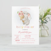 Invitation Baby Elephant Crème glacée Baby shower Pois (Debout devant)