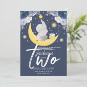 Invitation Baby Elephant on Moon Deuxième anniversaire (Debout devant)