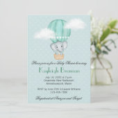 Invitation Baby Elephant Pale Green Hot Air Balloon Invitat (Debout devant)