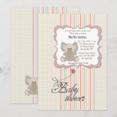 Invitation Baby Elephant Shower (Devant / Derrière)