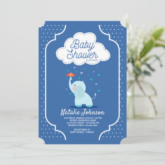 Invitation Baby Elephant Shower (Debout devant)