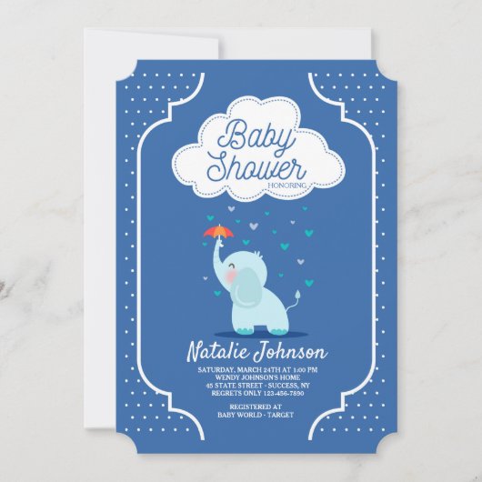 Invitation Baby Elephant Shower (Devant)