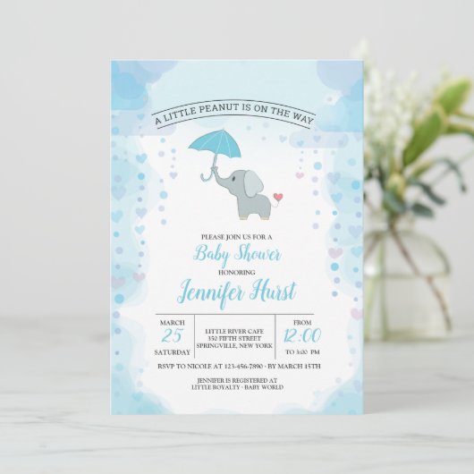 Invitation Baby Elephant Shower (Debout devant)
