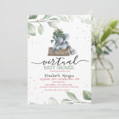 Invitation Baby Elephant Stars Baby shower virtuel Feuille (Debout devant)