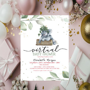 Invitation Baby Elephant Stars Feuilles Cadeau Virtuel pour B