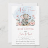Invitation Baby Elephant Un Petit Arachide Fille Douche Flora (Devant)