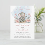 Invitation Baby Elephant Un Petit Arachide Fille Douche Flora (Debout devant)